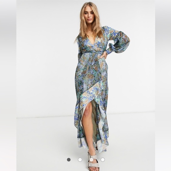 ASOS DESIGN Maxi Dress Ditsy Print Boho Floral Hippie Faecore Fairycore Festival - Picture 1 of 13